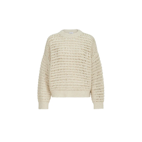 Dazzling net sweater in Cream