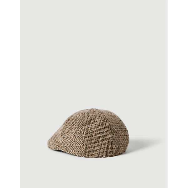Brunello Cucinelli Dazzling & sparkling chevron flat hat in Light Brown, view 2 | Hats | Luxury Shoes 