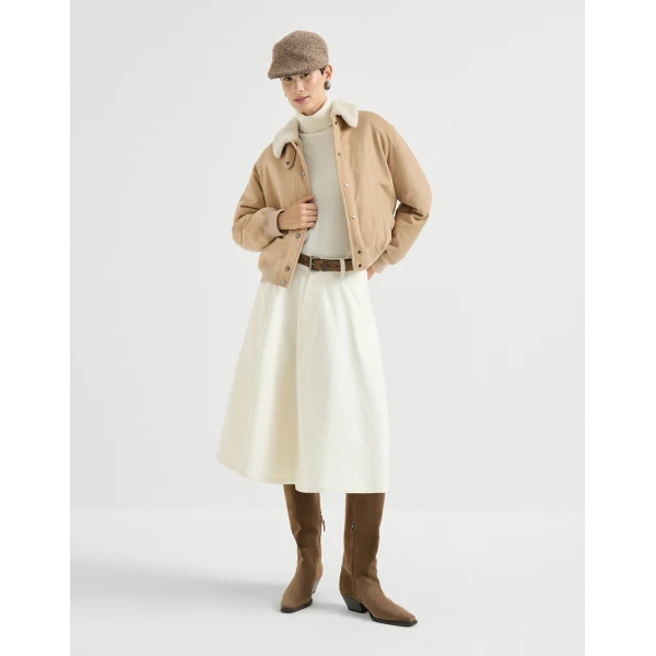 Brunello Cucinelli Dazzling & sparkling chevron flat hat in Light Brown, view 4 | Hats | Luxury Shoes 
