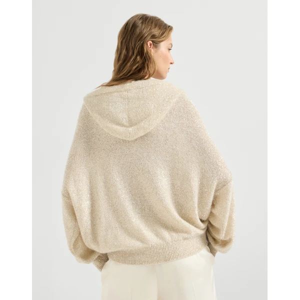 Brunello Cucinelli Dazzling texture cardigan in Vanilla, view 3 | Cardigan | Luxury Shoes 