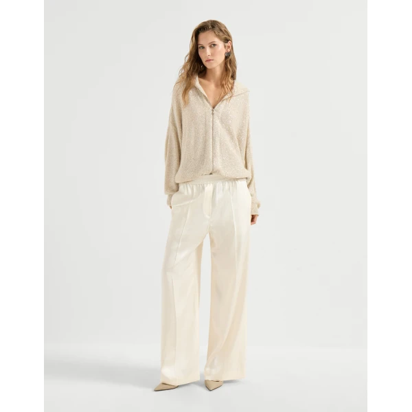 Brunello Cucinelli Dazzling texture cardigan in Vanilla, view 6 | Cardigan | Luxury Shoes 