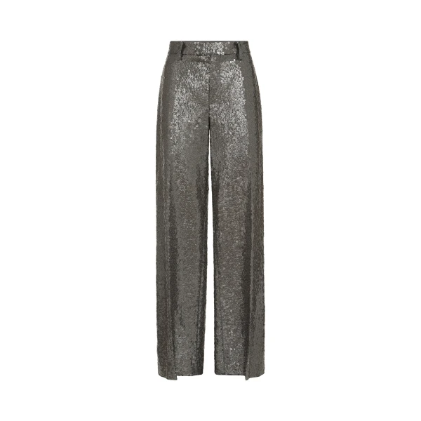 Dazzling texture embroidery trousers in Dark Grey