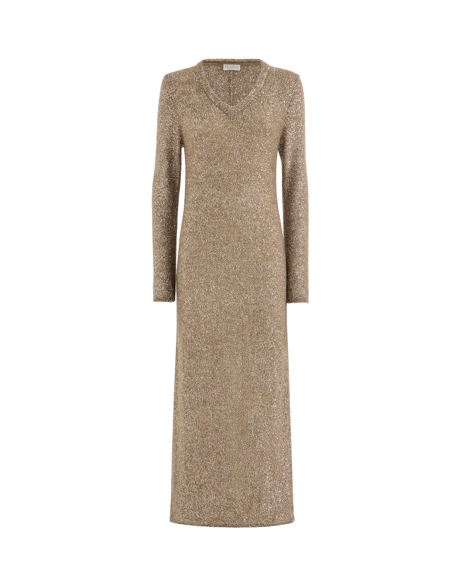 Brunello Cucinelli Dazzling texture knit dress in Light Brown | Buy Dresses at Luxury Shoes Brunello Cucinelli Dazzling texture knit dress in Light Brown
