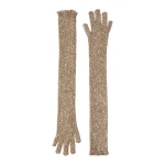 Brunello Cucinelli Dazzling texture knit gloves in Light Brown | Gloves | Luxury Shoes 
