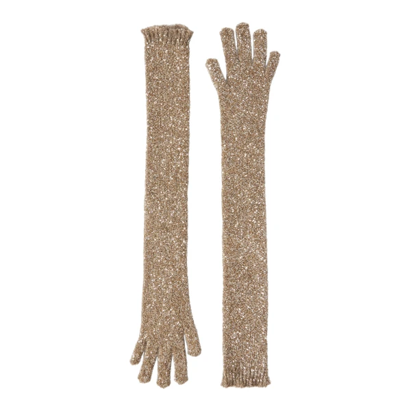 Dazzling texture knit gloves in Light Brown