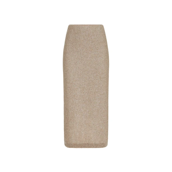 Dazzling texture skirt in Light Brown