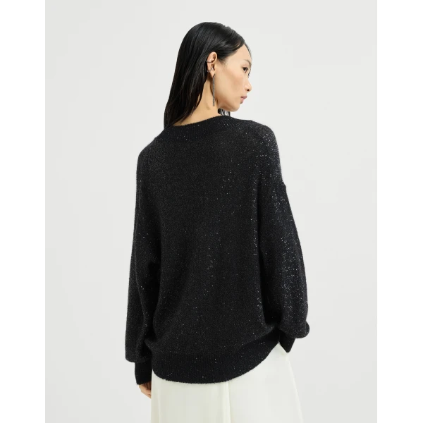 Brunello Cucinelli Dazzling texture sweater in Black, view 3 | Sweaters | Luxury Shoes 