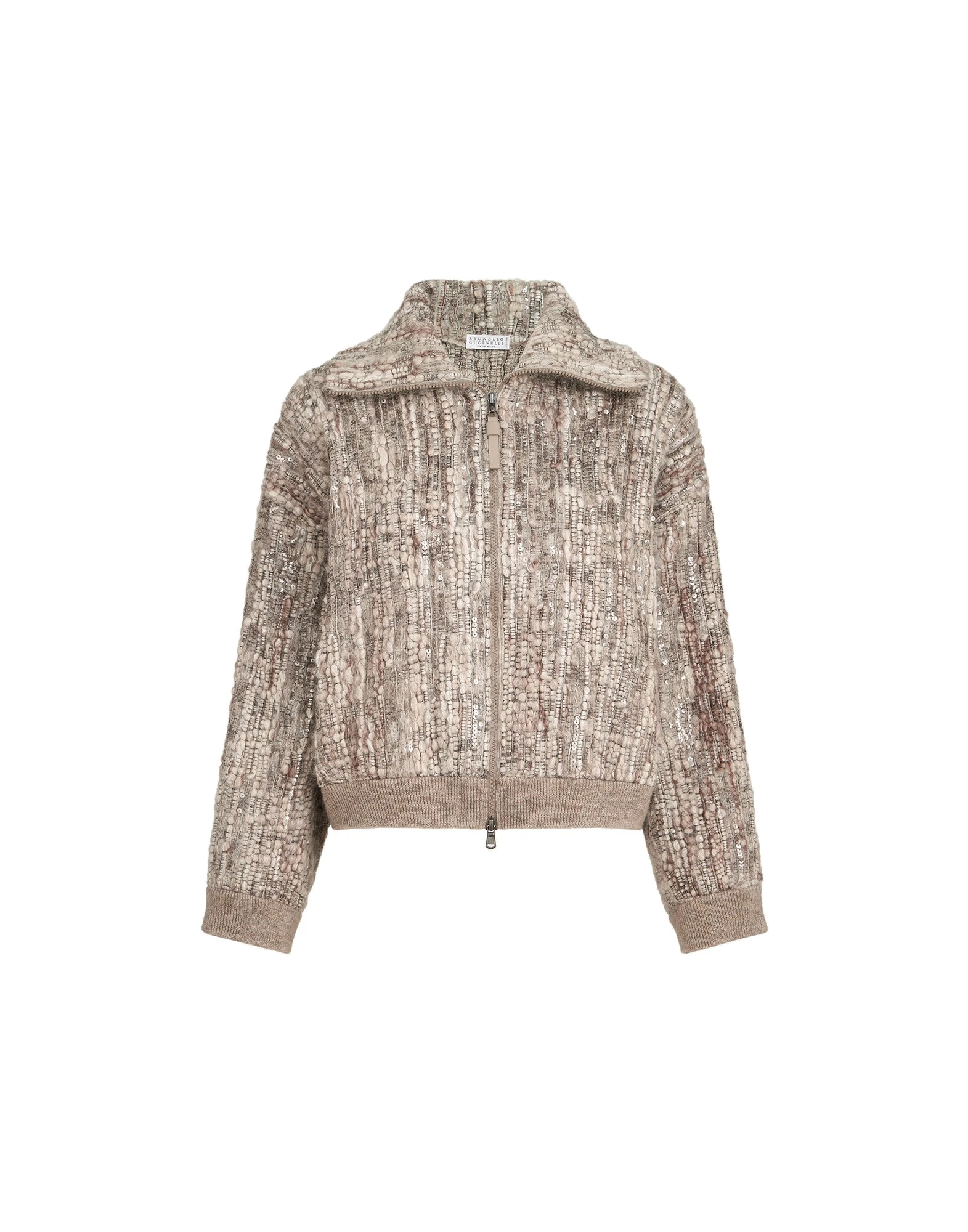 Brunello Cucinelli Dazzling tree bark embroidery cardigan in Beige | Buy Knitwear at Luxury Shoes Brunello Cucinelli Dazzling tree bark embroidery cardigan in Beige