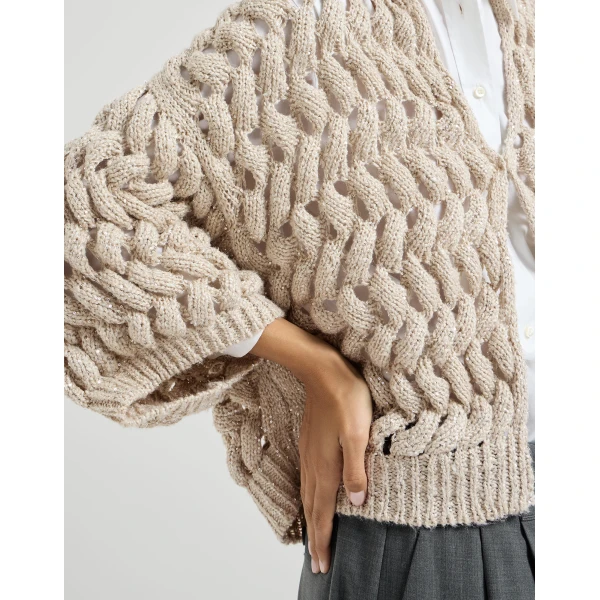 Brunello Cucinelli Dazzling waves cardigan in Sand