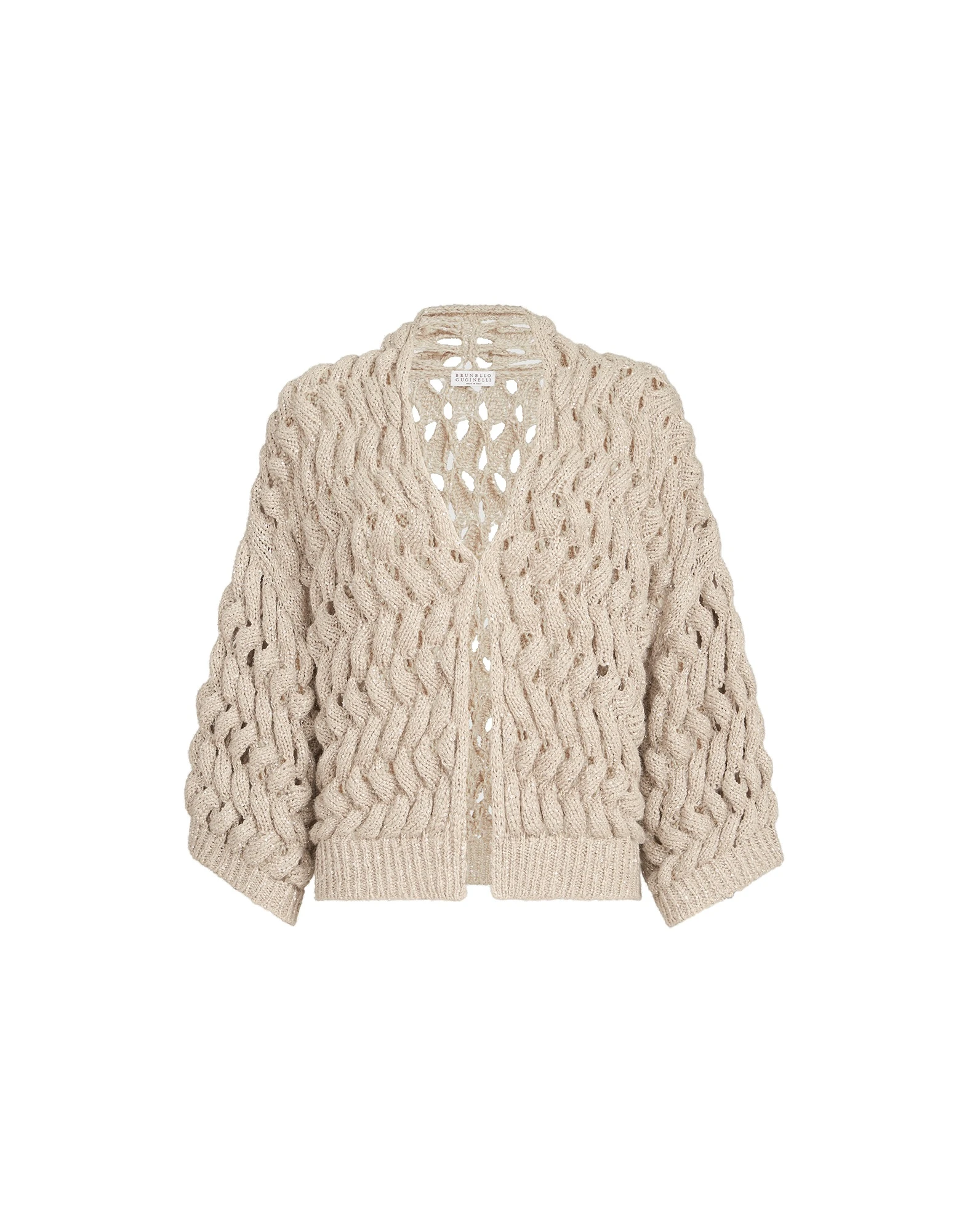 Brunello Cucinelli Dazzling waves cardigan in Sand | Buy Knitwear at Luxury Shoes Brunello Cucinelli Dazzling waves cardigan in Sand