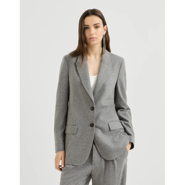 Deconstructed jersey jacket with monili in Grey - Image 2