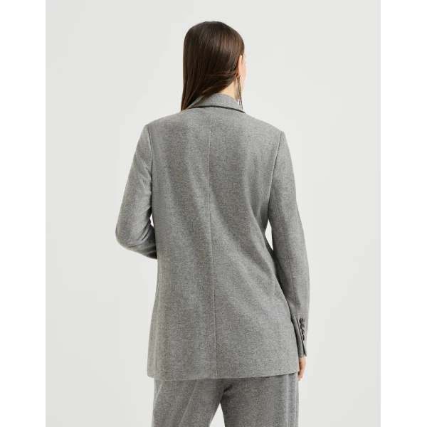 Deconstructed jersey jacket with monili in Grey - Image 3