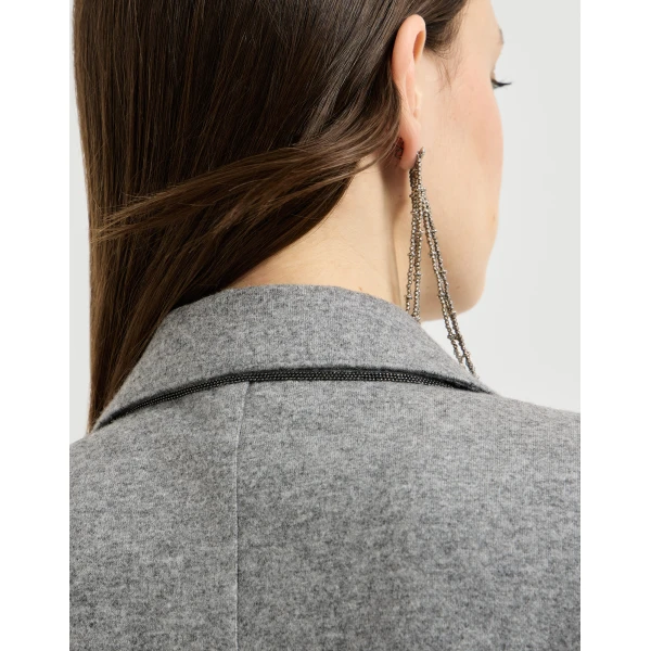 Deconstructed jersey jacket with monili in Grey - Image 4