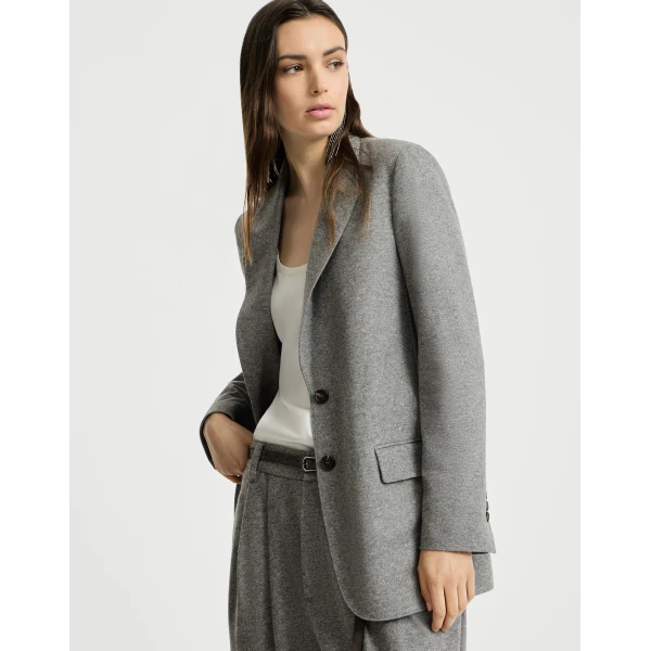 Deconstructed jersey jacket with monili in Grey - Image 5