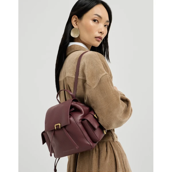 Deerskin sartorial backpack in Burgundy - Image 4