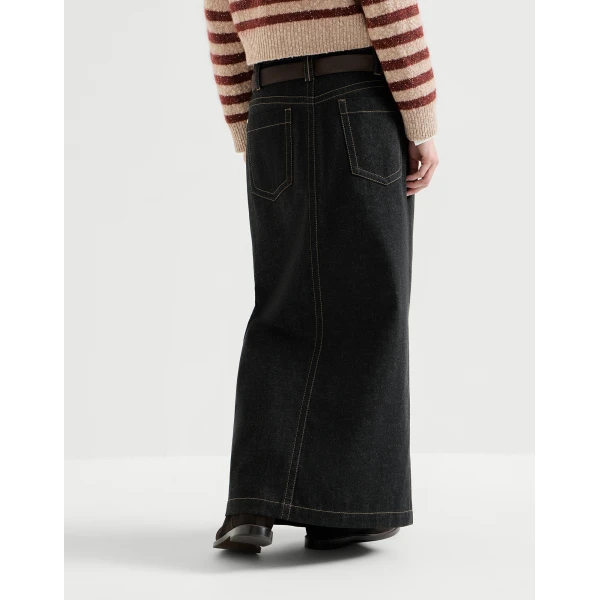 Denim five-pocket skirt in Black - Image 3