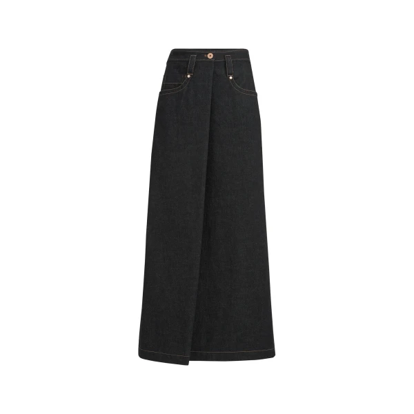 Denim five-pocket skirt in Black