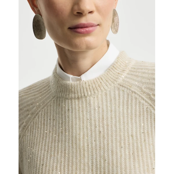 Diamond yarn English rib sweater in Ivory - Image 4