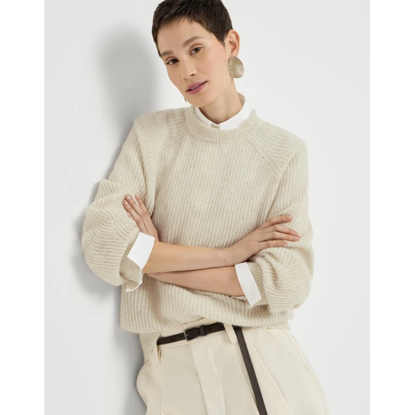 Diamond yarn English rib sweater in Ivory - Image 5
