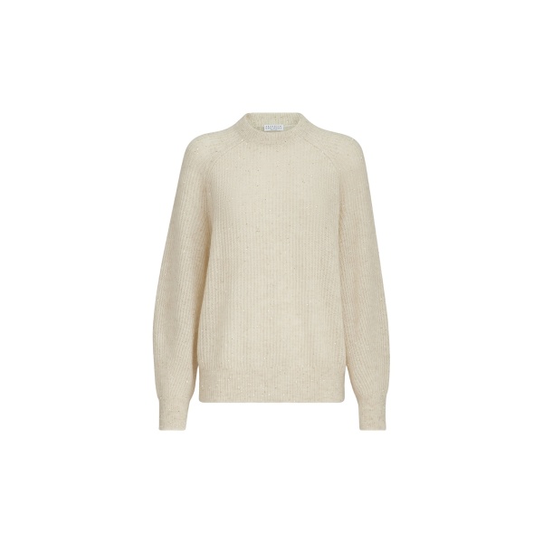 Brunello Cucinelli Diamond yarn English rib sweater in Ivory