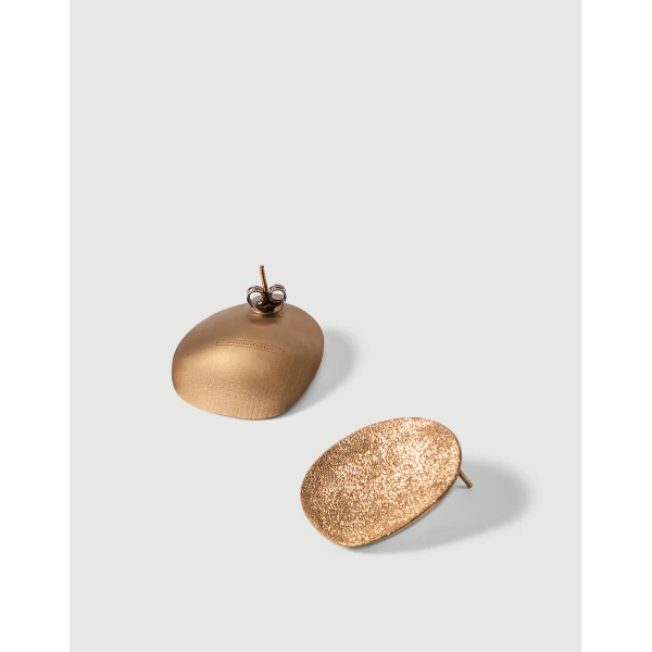 Brunello Cucinelli Disc Shimmer Earrings in Gold, view 3 | Earrings | Luxury Shoes 