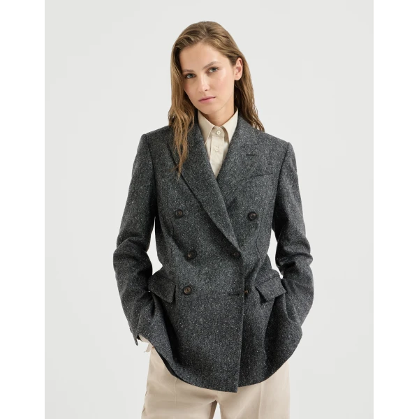 Brunello Cucinelli Donegal blazer with monili in Anthracite, view 2 | Jackets | Luxury Shoes 