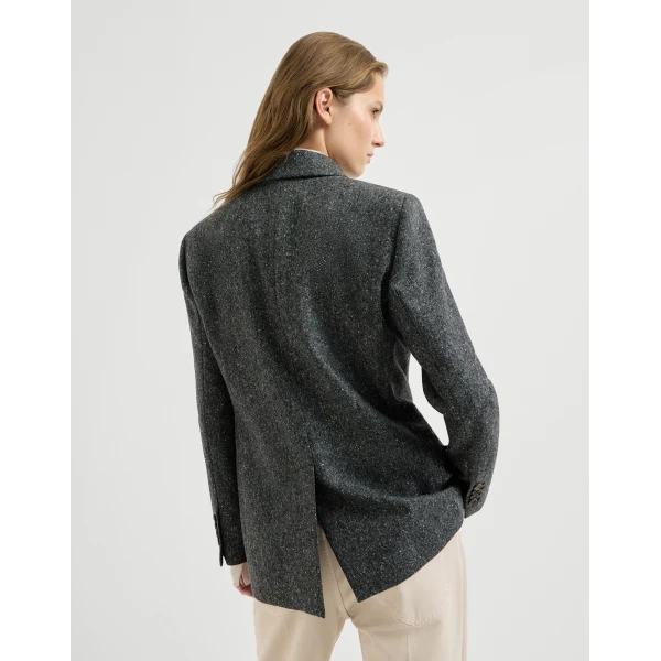 Brunello Cucinelli Donegal blazer with monili in Anthracite, view 3 | Jackets | Luxury Shoes 