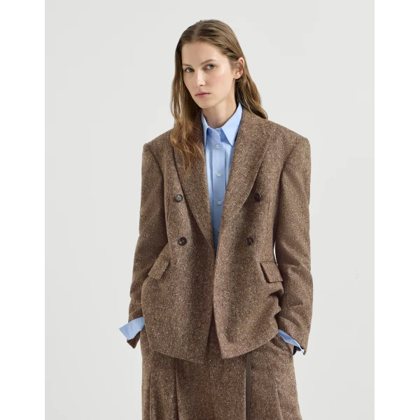 Brunello Cucinelli Donegal blazer with monili in Light Brown