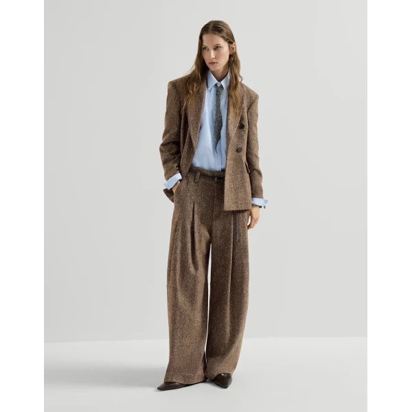 Brunello Cucinelli Donegal blazer with monili in Light Brown