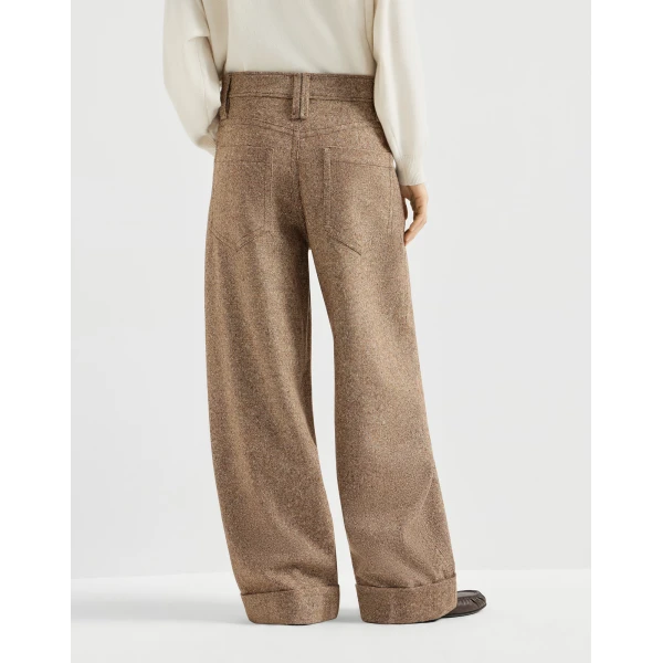 Brunello Cucinelli Donegal five-pocket baggy trousers in Cappuccino
