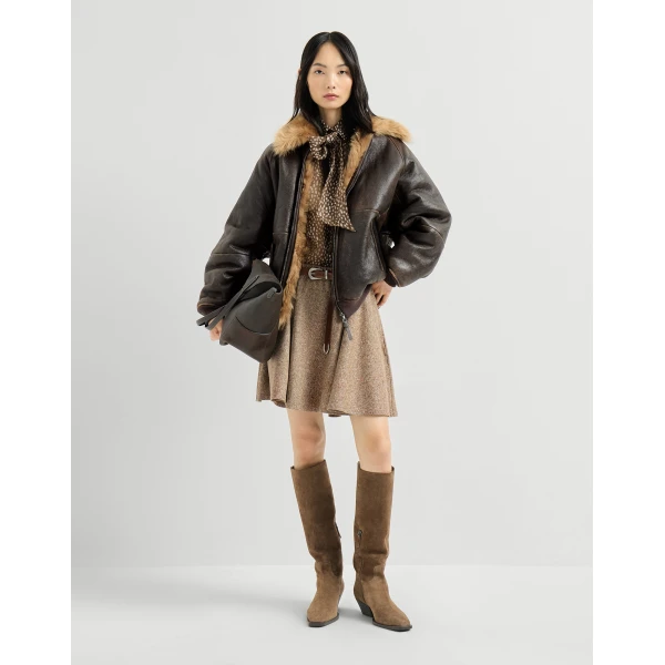 Brunello Cucinelli Donegal mini circle skirt in Light Brown