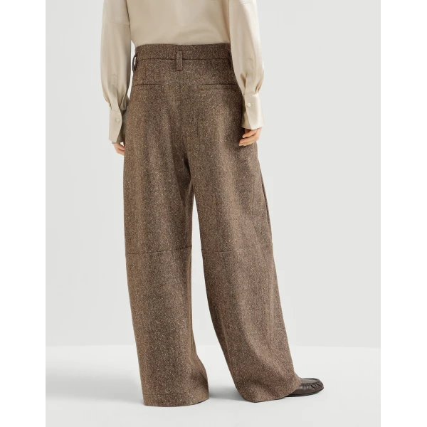 Brunello Cucinelli Donegal pleated barrel trousers in Light Brown