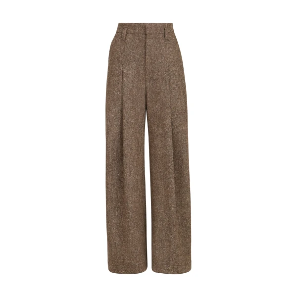 Donegal pleated barrel trousers in Light Brown