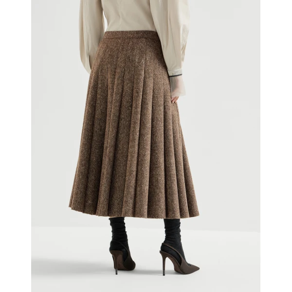Brunello Cucinelli Donegal pleated skirt in Light Brown
