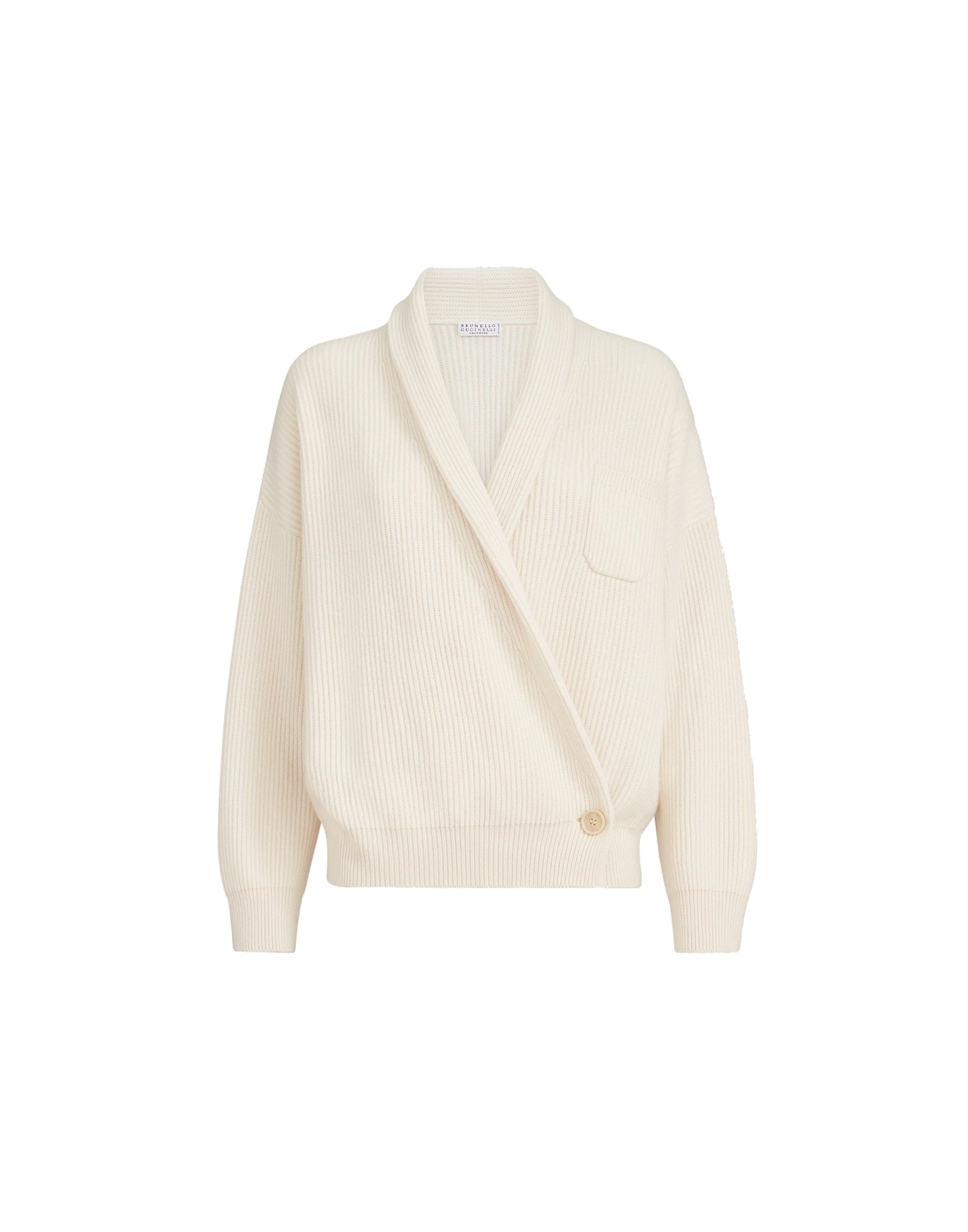 Brunello Cucinelli English rib cashmere cardigan in Butter Brunello Cucinelli