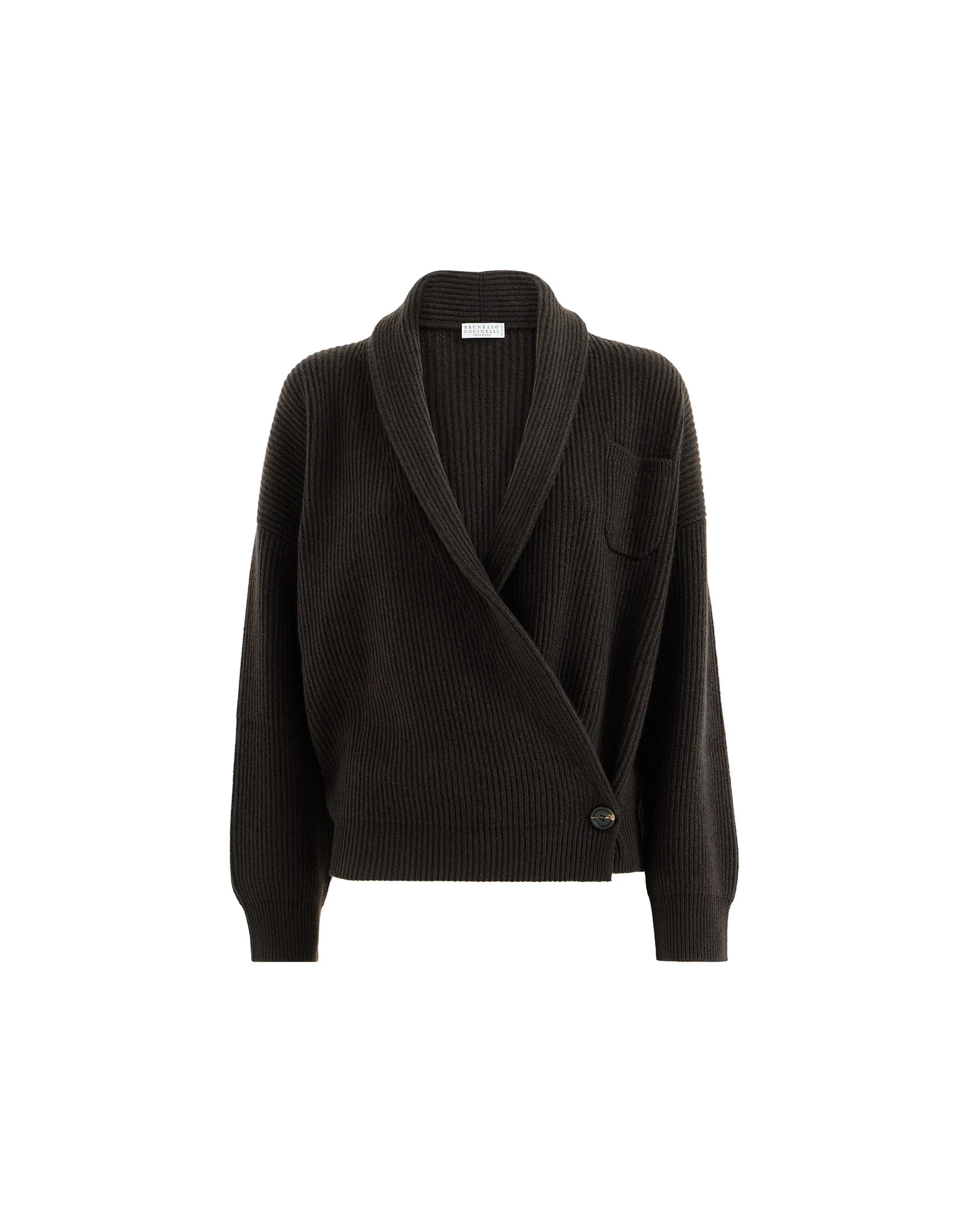Brunello Cucinelli English rib cashmere cardigan in Coffee Brunello Cucinelli