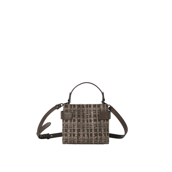 Brunello Cucinelli Essence small bag with check embroidery in Brown