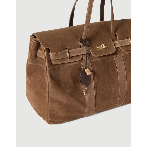 Explorer travel bag in suede in Caramel - Image 3