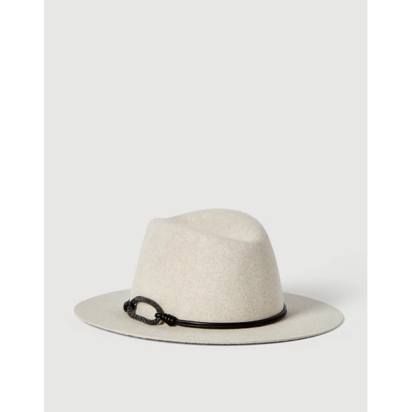 Brunello Cucinelli Felt fedora with monili in Panama, view 2 | Hats | Luxury Shoes 