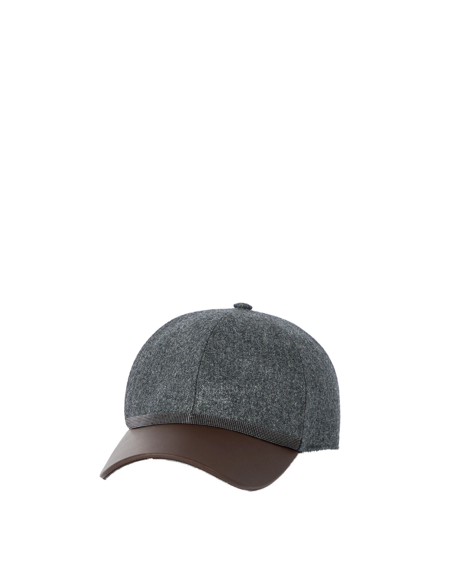 Brunello Cucinelli Flannel and nappa leather baseball cap in Dark Grey Brunello Cucinelli Flannel and nappa leather baseball cap in Dark Grey | Hats | Luxury Shoes