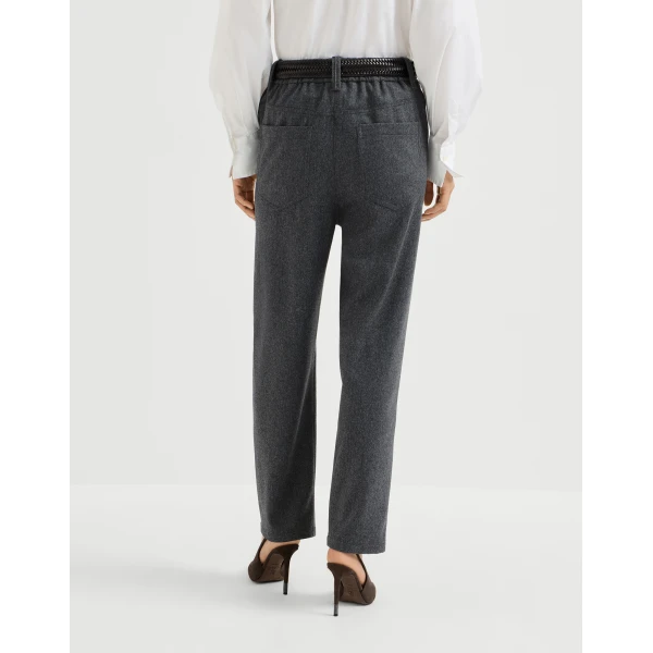 Brunello Cucinelli Flannel baggy trousers in Anthracite