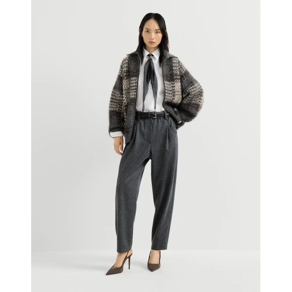 Brunello Cucinelli Flannel baggy trousers in Anthracite