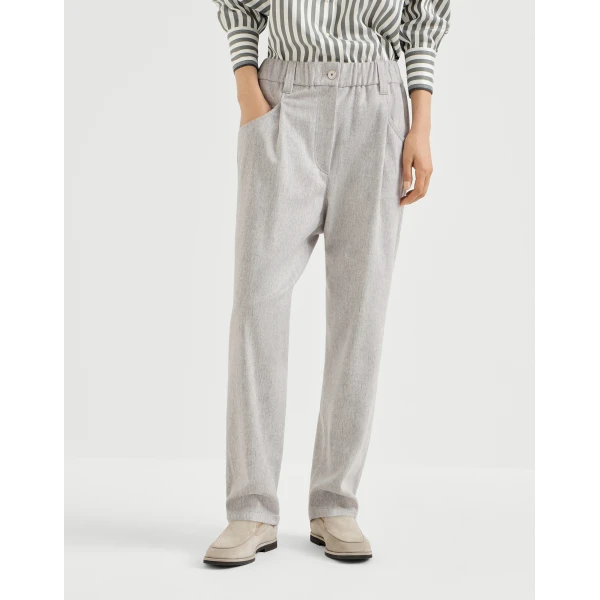 Brunello Cucinelli Flannel baggy trousers in Grey