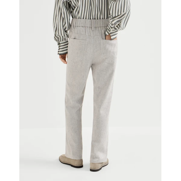 Brunello Cucinelli Flannel baggy trousers in Grey