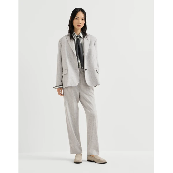 Brunello Cucinelli Flannel baggy trousers in Grey