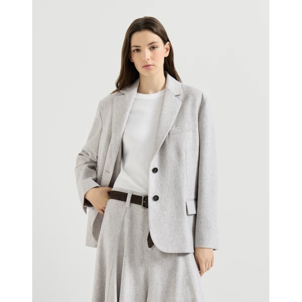 Brunello Cucinelli Flannel blazer with monili in Grey