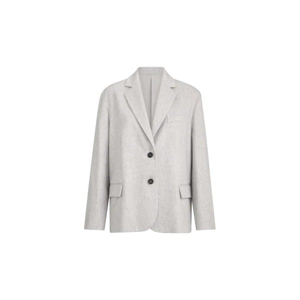 Brunello Cucinelli Flannel blazer with monili in Grey