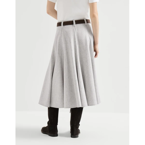 Brunello Cucinelli Flannel flared skirt in Grey