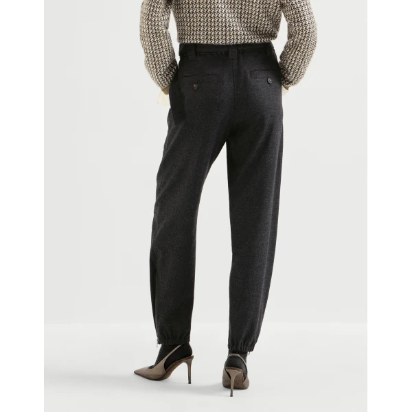 Brunello Cucinelli Flannel loose cargo trousers in Anthracite, view 3 | Pants | Luxury Shoes 