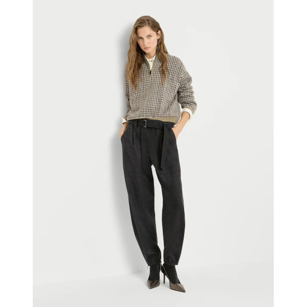 Brunello Cucinelli Flannel loose cargo trousers in Anthracite, view 5 | Pants | Luxury Shoes 